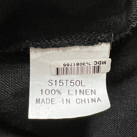 Amelline 100% Linen 3/4 Sleeve Cowl Neck Blouse Top Women's Size Medium Black - Picture 4 of 6